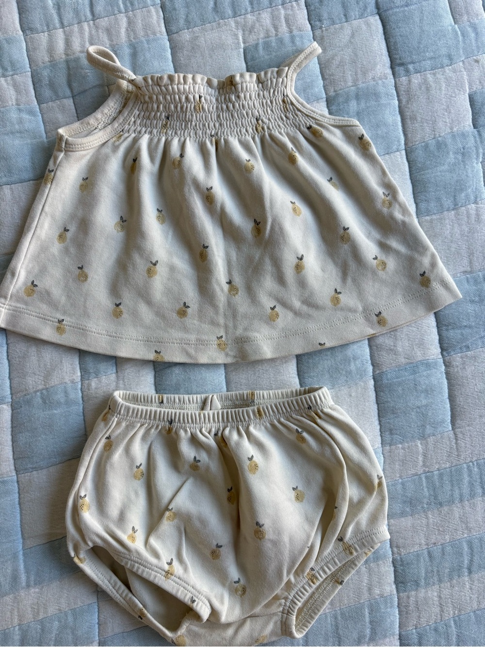 Quincy Mae Cream Lemon Two-Piece Tank & Bloomers